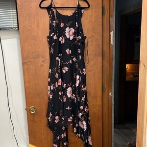 Candie's Black and Pink Asymmetrical Floral Dress
